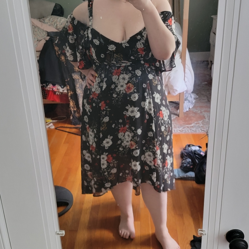 Black floral plus size high low torrid dress